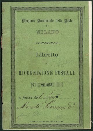 Regina Vittoria - Vittorio Emanuele III - Servizi - Libretto di ricognizione Postale completo delle 10 pagine con apposta su ciascuna il 10 cent (1)