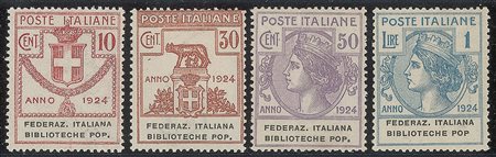 Regno - Vittorio Emanuele III - Servizi - 1924 - Parastatali - Federaz. Italiana Biblioteche Pop. (34/37)