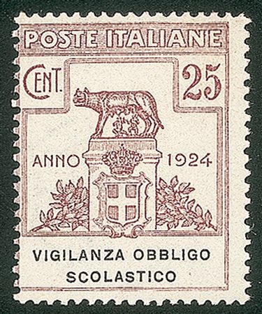 Regno - Vittorio Emanuele III - Servizi - 1924 - Parastatali - 25 cent Vigilanza Obbligo Scolastico (69)