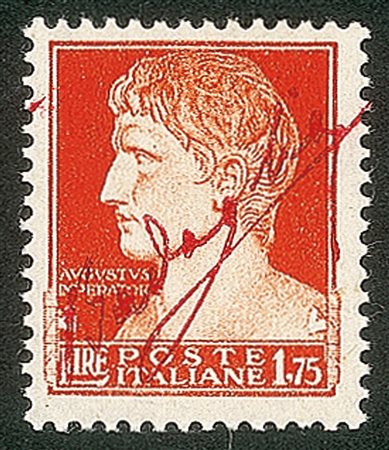 Regno - Luogotenenza - 1943 - Prova del Non Emesso - Firma Badoglio su 1,75 lire Imperiale con soprastampa rossa (CEI PS1)