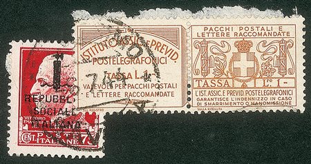 Repubblica Sociale - Provvisori - Frammento d'affrancatura d'emergenza composta da 75 cent (494)