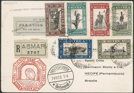 Colonie - Eritrea - 9° Sud Amerika Fahrt Corriere dall'Eritrea (Longhi 164) - cartolina raccomandata