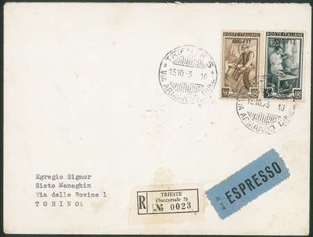 Trieste  - Trieste AMG FTT - Italia al Lavoro 200 lire (107) + 5 lire (92)