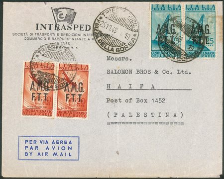 Trieste  - Trieste AMG FTT - Cinquantenario Radio 20 lire e 25 lire Aerea in coppia (9 + 10)