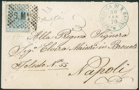 San Marino - Preocursori - Precursori - bustina annullata S.Mno (losanghe nero) del 30.7.70