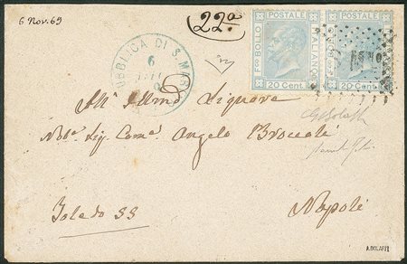 San Marino - Preocursori - Precursori - Bustina annullata S. Mno (losanghe nero) del 6.11.69