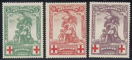 Europa e Oltremare - Belgio - 1914 - Due serie Pro Croce Rossa (126/131)