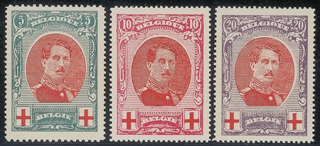 Europa e Oltremare - Belgio - 1915 - Pro Croce Rossa Effigie di Re Alberto (132/134)