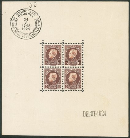 Europa e Oltremare - Belgio - 1924 - Foglietto Esposizione Filatelica di Bruxelles (B1)