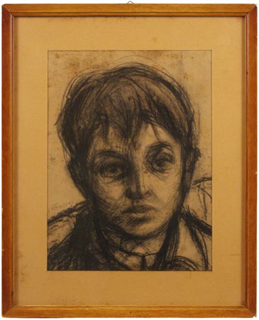 Ernesto Altemura (Lucca, 1929) Ritratto di ragazzo, 1953 Carboncino su carta,...