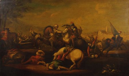 Anonimo Battaglia (inizi XX secolo) Olio su tela, 60x100 cm, opera priva di...