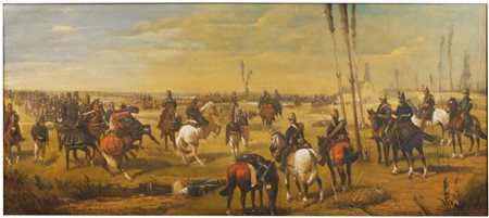 Anonimo Battaglia (inizi XX secolo) Olio su tela, 50x117 cm, con cornice:...