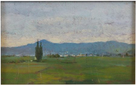 Anonimo Paesaggio (XX secolo) Olio su faesite, 15x25 cm, con cornice: 27x35...