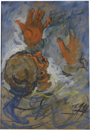 Anonimo Figura (XX secolo) Olio su tela, 70x50 cm, con cornice: 90x70 cm...