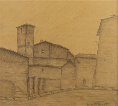 Benvenuto Benvenuti (Livorno, 1881 - Livorno, 1959) Veduta di paese Tecnica...