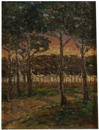 Gino Bonfanti (Pisa, 1900 - Pisa, 1958) Luci nel pineto, 1931 Olio su tavola,...