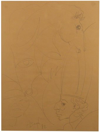 Alfonso Borghi (Correggio, 1949) Studio di figure, 1982 Matita su carta,...