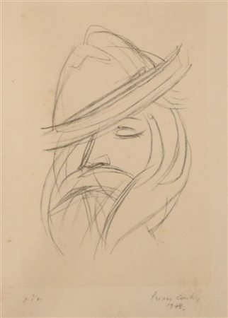 Primo Conti (Firenze, 1900 - Fiesole, 1988) Ritratto di Enrico Pea, 1978...