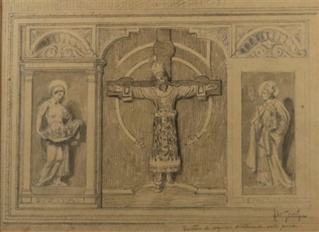 Luigi De Servi (Lucca, 1863 - Lucca, 1945) Studio per parete Tecnica mista su...