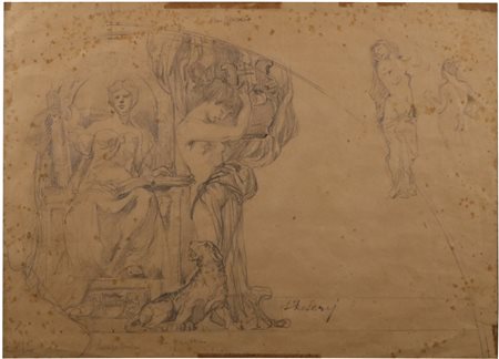 Luigi De Servi (Lucca, 1863 - Lucca, 1945) Studio per opera a soggetto...