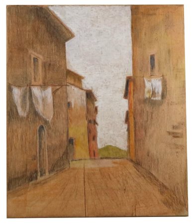 Carlo Domenici (Livorno, 1897 - Portoferraio, 1981) Studio per strada di...