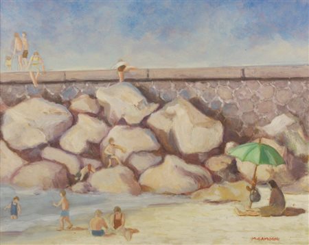 Mauro Gamboni (? - Viareggio, 2019) Ricordo Olio su tavola, 30x40 cm, con...