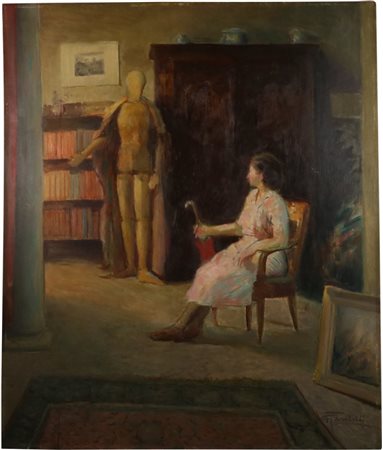 Federico Gariboldi (Genova, 1879 - Varese, 1952) Studio d'artista Olio su...