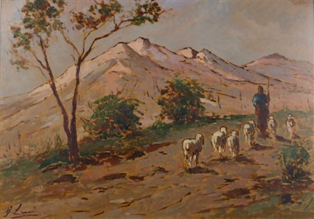 Giovanni Lomi (Livorno, 1889 - Livorno, 1969) Transumanza Olio su faesite,...