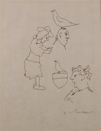 Mino Maccari (Siena, 1898 - Roma, 1989) Senza titolo China su carta, 28x21...