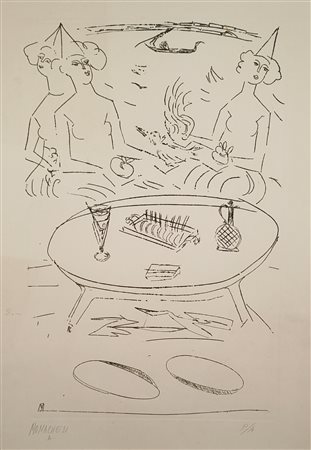 Sante Monachesi (Macerta, 1910 - Roma, 1981) Senza titolo Acquaforte, 50x32...