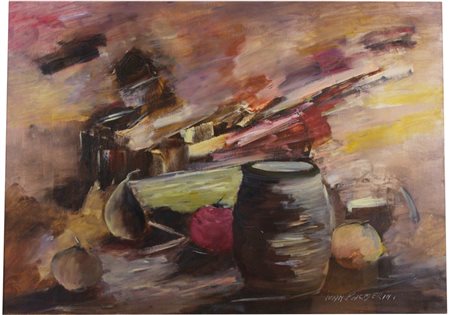 Ivan Palmerini (Viareggio, 1923) Natura morta Olio su tela, 50x70 cm, 70x90...