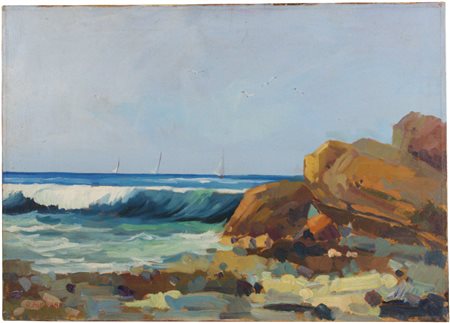 Roberto Pio Pampana (Livorno, 1948) Mareggiata, 1979 Olio su tela, 50x70 cm,...