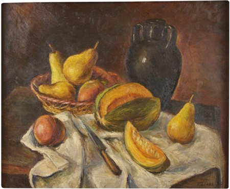 Salvatore Pizzarello (Sarajevo 1906 - Pisa, 1969) Natura morta Olio su tela,...