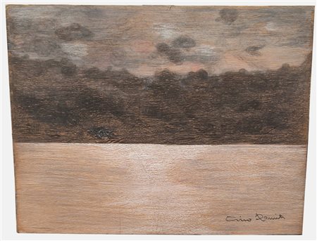 Gino Romiti (Livorno, 1881 - Livorno, 1967) Notturno alla luna Tecnica mista...