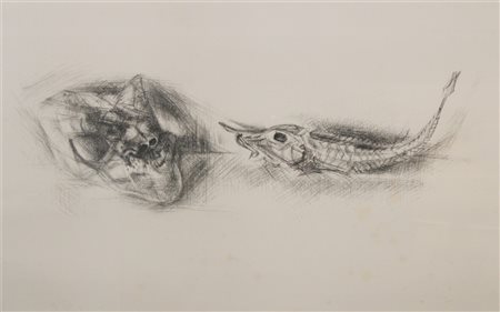 Renato Santini (Viareggio, 1912 - Viareggio, 1995) Natura morta Litografia,...