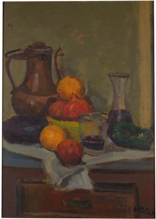 Antonio Sbrana (Pisa, 1934) Natura morta Olio su faesiste, 70x50 cm, con...