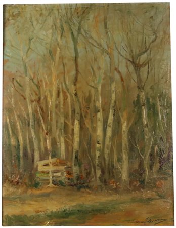 Federigo Severini (Pisa, 1888 - Pisa, 1962) San Rossore, 1955 Olio su tavola,...