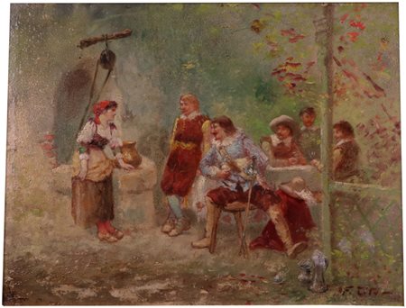 Francesco Tito (Napoli, 1863 - Napoli, 1934) attr. Scena di genere Olio su...