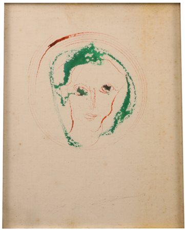 Ernesto Treccani (Milano, 1920 - Milano, 2009) Volto Olio su tela, 25x20 cm,...