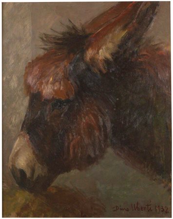 Dino Uberti (Biella, 1885 - Livorno, 1949) Asino, 1932 Olio su tavola, 50x40...