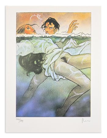 MANARA MILO (n. 1945) - Ragazza e ragazzo in acqua.