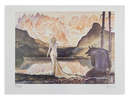 MANARA MILO (n. 1945) - Ragazza con lupo.