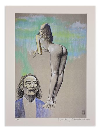 MANARA MILO (n. 1945) - Ragazza con Salvador Dalì.