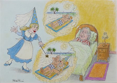 FORATTINI GIORGIO (n. 1931) - Autoritratto con fatina.