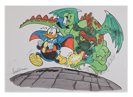 MOLINARI LARA (n. 1970) - Paperinik con Drago.