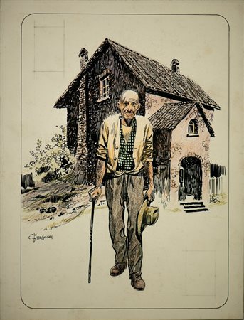 FREGHIERI GIANNI (n. 1950) - 5 DI FIORI -  CARTA DA GIOCO PER LE NUVOLE PARLANTI.