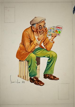 SCARIOLO ANGELO (n. 1945) - 5 DI FIORI - CARTA DA GIOCO PER LE NUVOLE PARLANTI.