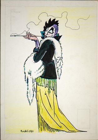 MORETTI MAURO (n. 1958) - CARTA DA GIOCO 9 DI PICCHE PER LE NUVOLE PARLANTI.