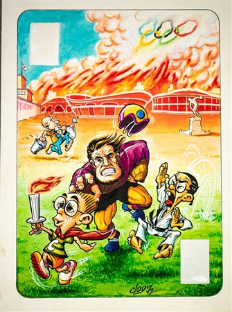 ONESTI CLAUDIO (CLOD) - 5 DI QUADRI - CARTA DA GIOCO PER LE NUVOLE PARLANTI.