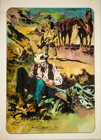 CALEGARI RENZO (1933 - 2017) - CARTA DA GIOCO 10 DI CUORI PER "LE NUVOLE PARLANTI".